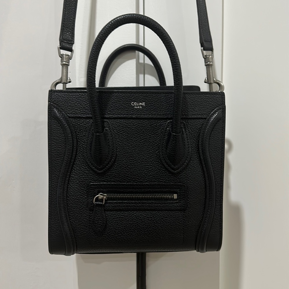 Celine nano luggage bag in black